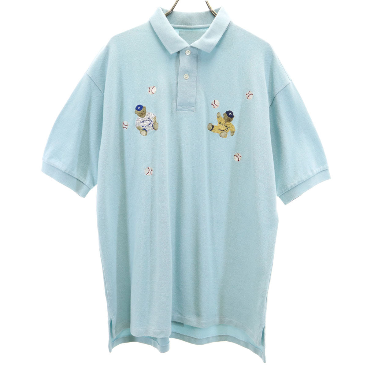 Karl Helmut カールヘルム 半袖 ポロシャツ L ブルー系 鹿の子 メンズ