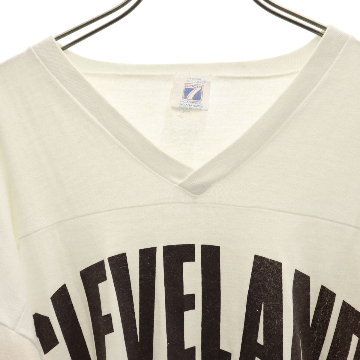 LOGO7 ロゴセブン 90s USA製 オールド 5分袖 Vネック Tシャツ XL ホワイト シングルステッチ メンズ