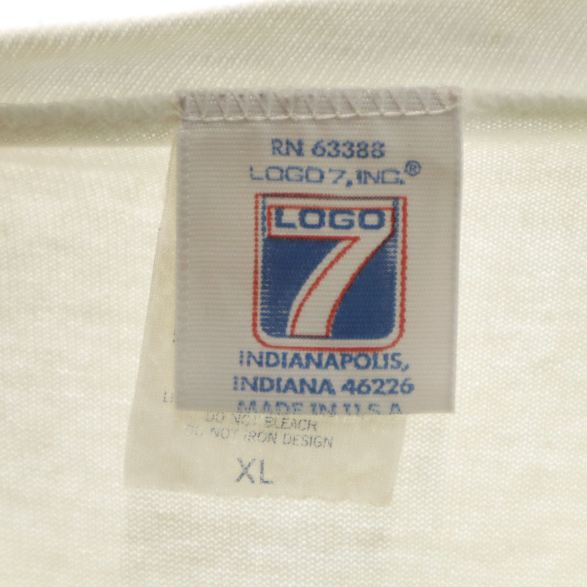 LOGO7 ロゴセブン 90s USA製 オールド 5分袖 Vネック Tシャツ XL ホワイト シングルステッチ メンズ