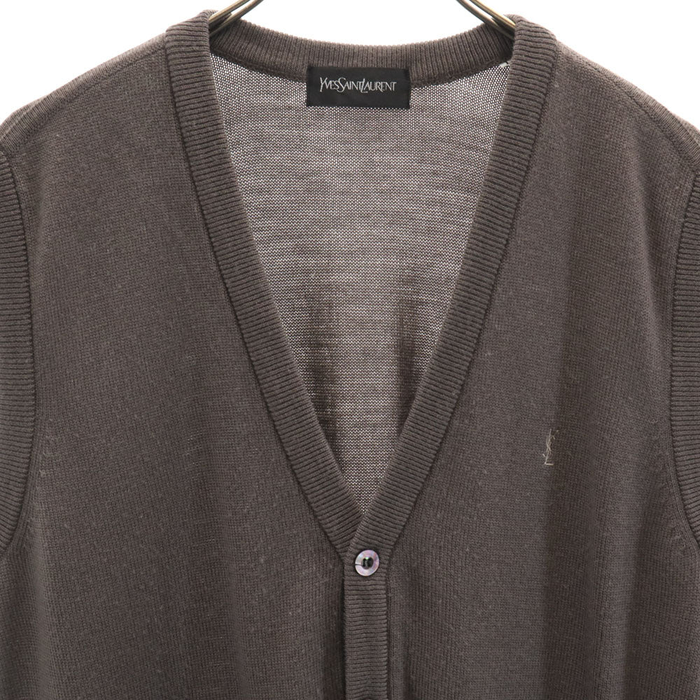 YVES SAINT LAURENT イヴサンローラン 90s ウールブレンド オールド 長袖 ニットベスト L グレー メンズ