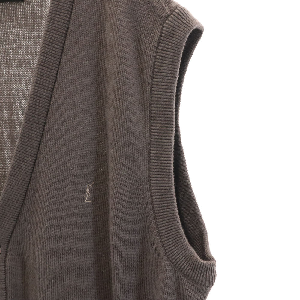 YVES SAINT LAURENT イヴサンローラン 90s ウールブレンド オールド 長袖 ニットベスト L グレー メンズ