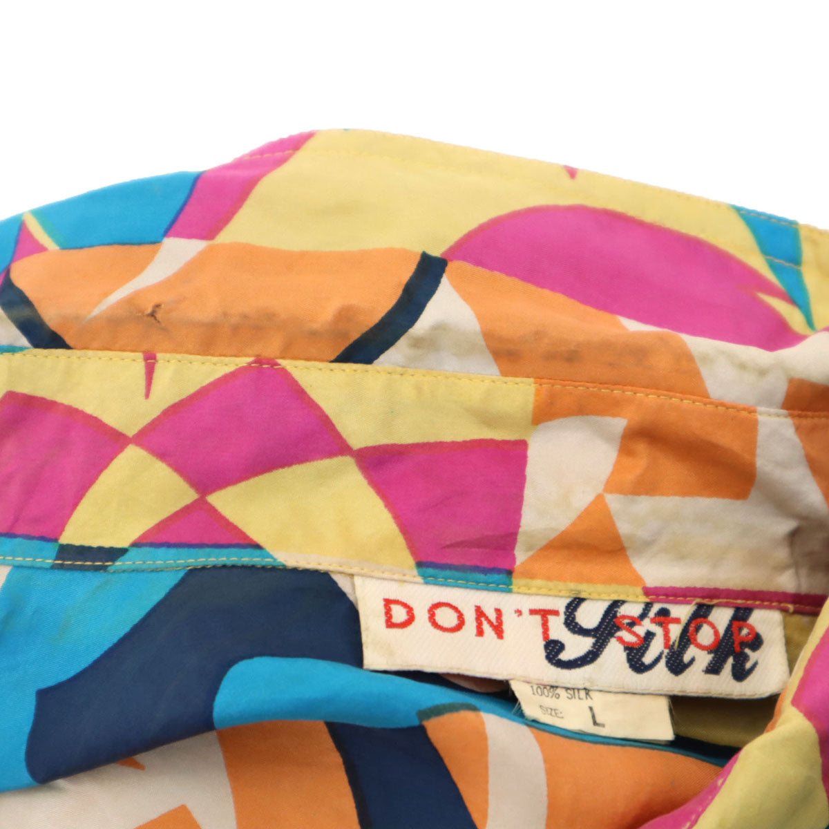 DON'T STOP 90s シルク オールド 総柄 半袖 シャツ L マルチ メンズ