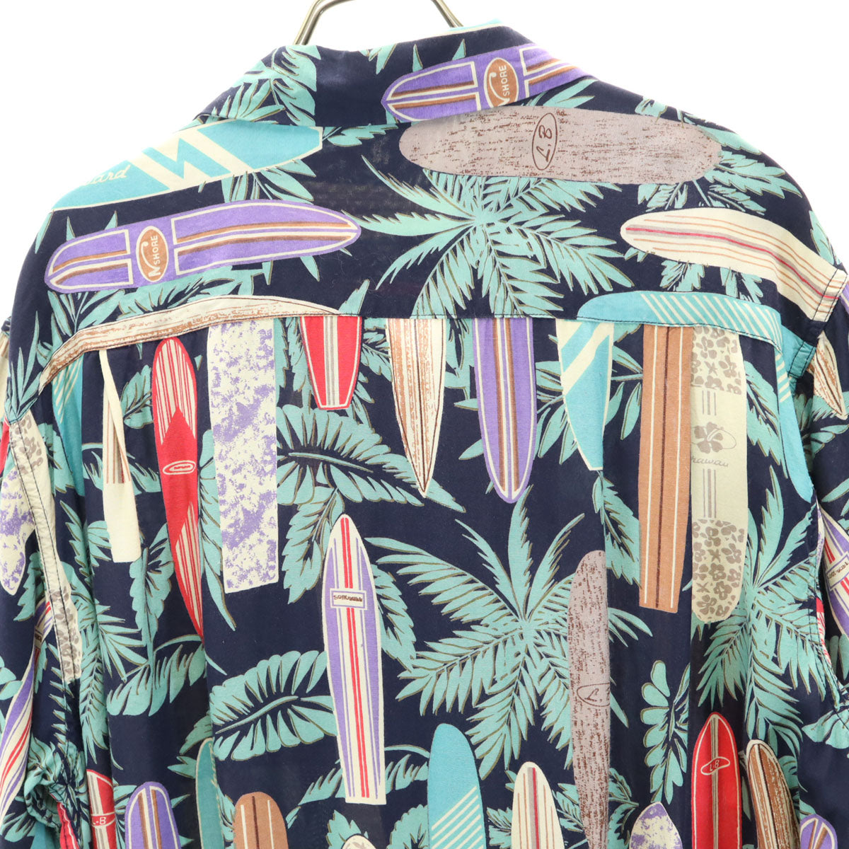 EDWIN エドウィン サーフボード柄 半袖 アロハシャツ XL ネイビー 開襟 メンズ