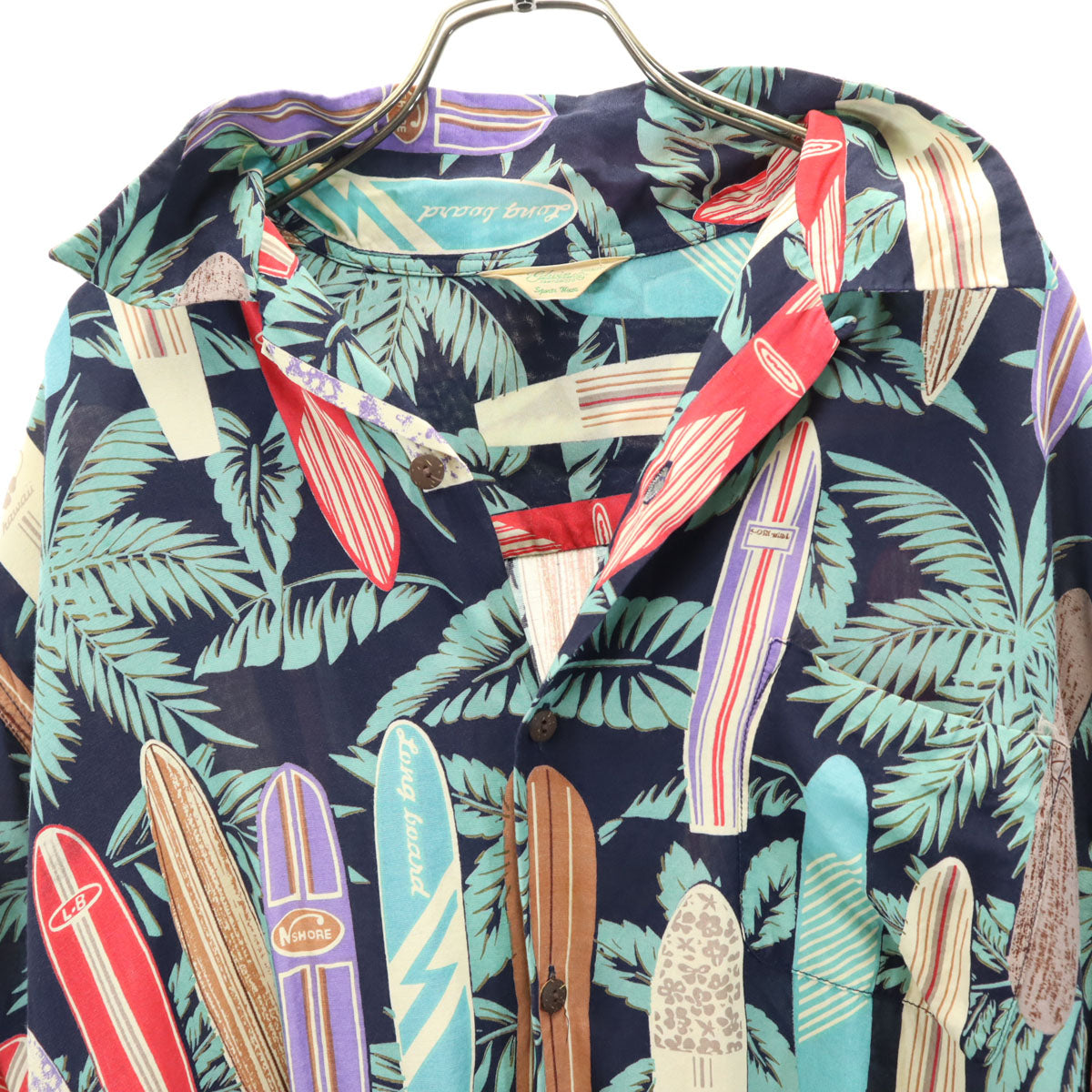 EDWIN エドウィン サーフボード柄 半袖 アロハシャツ XL ネイビー 開襟 メンズ