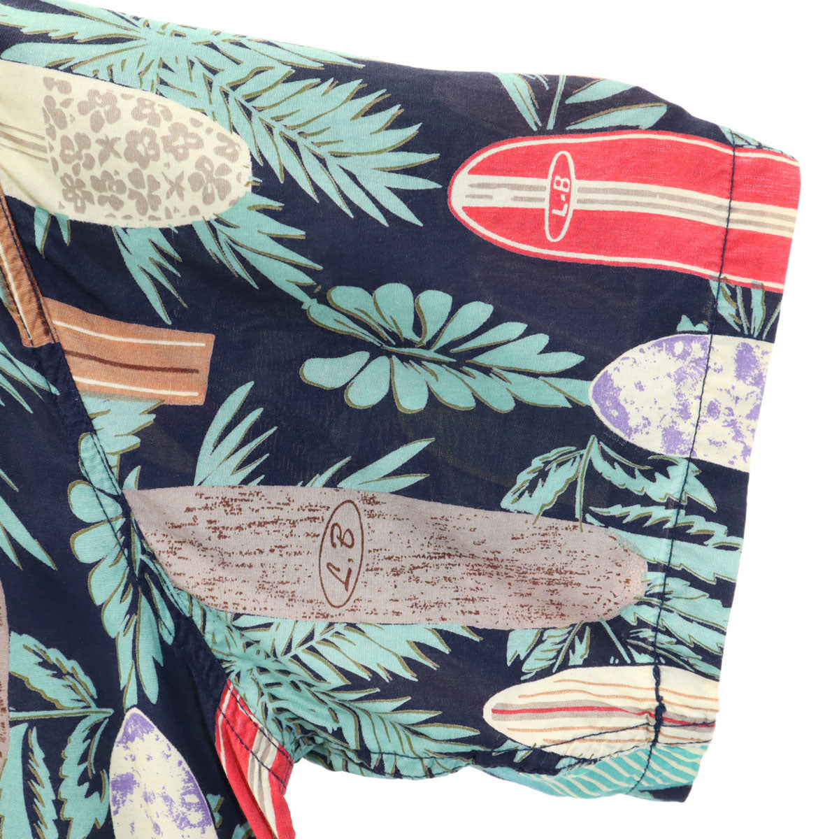 EDWIN エドウィン サーフボード柄 半袖 アロハシャツ XL ネイビー 開襟 メンズ