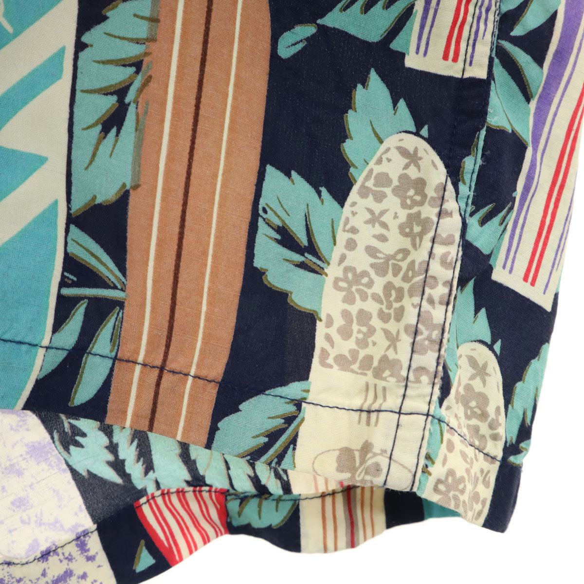 EDWIN エドウィン サーフボード柄 半袖 アロハシャツ XL ネイビー 開襟 メンズ