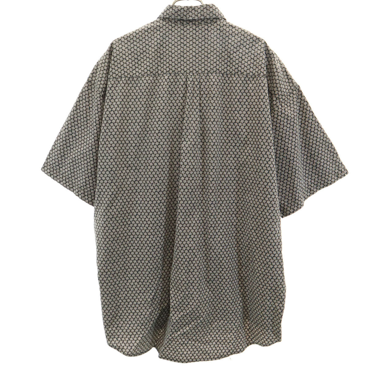 PERRY ELLIS ペリーエリス 総柄 半袖 コットンシャツ XL ブラック メンズ