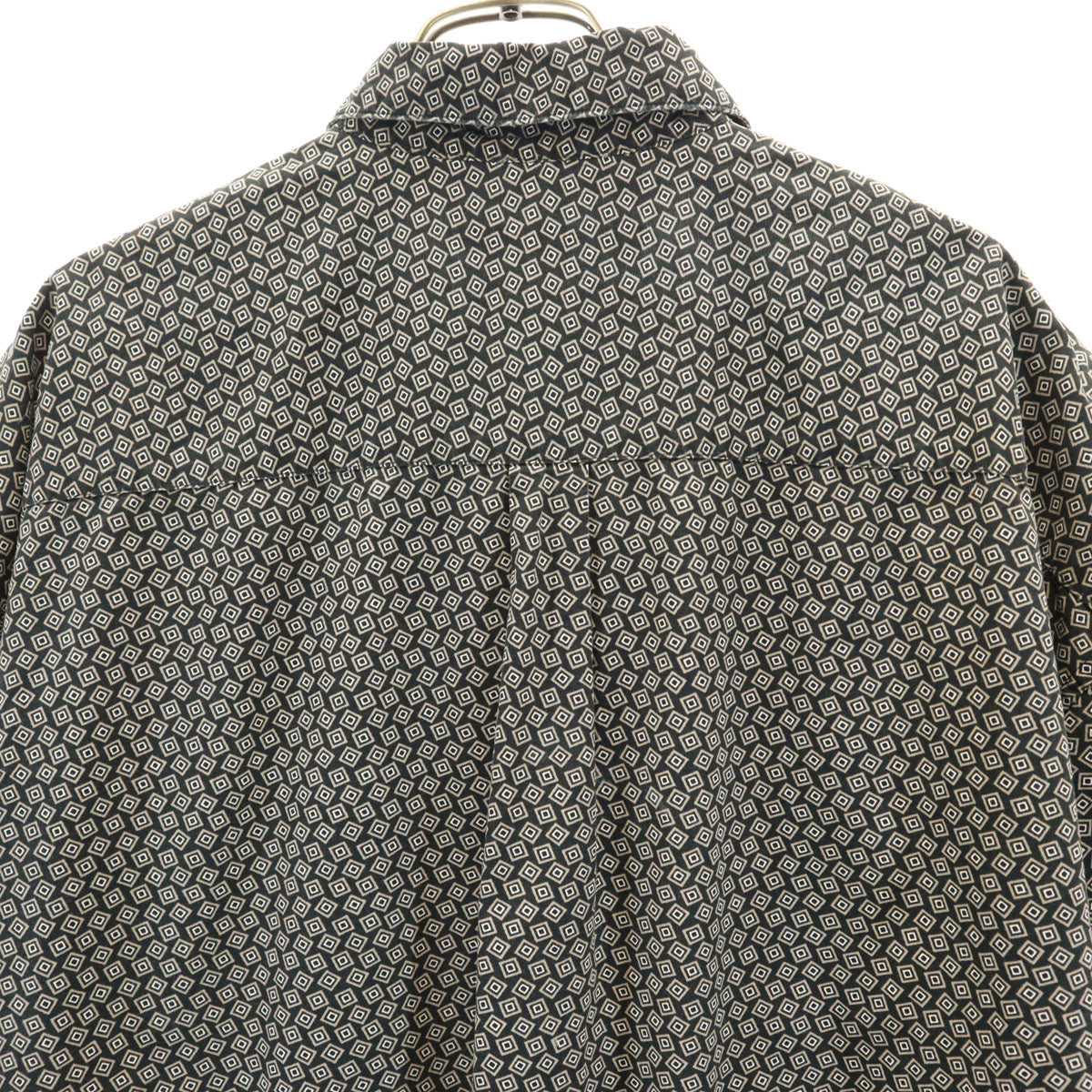 PERRY ELLIS ペリーエリス 総柄 半袖 コットンシャツ XL ブラック メンズ