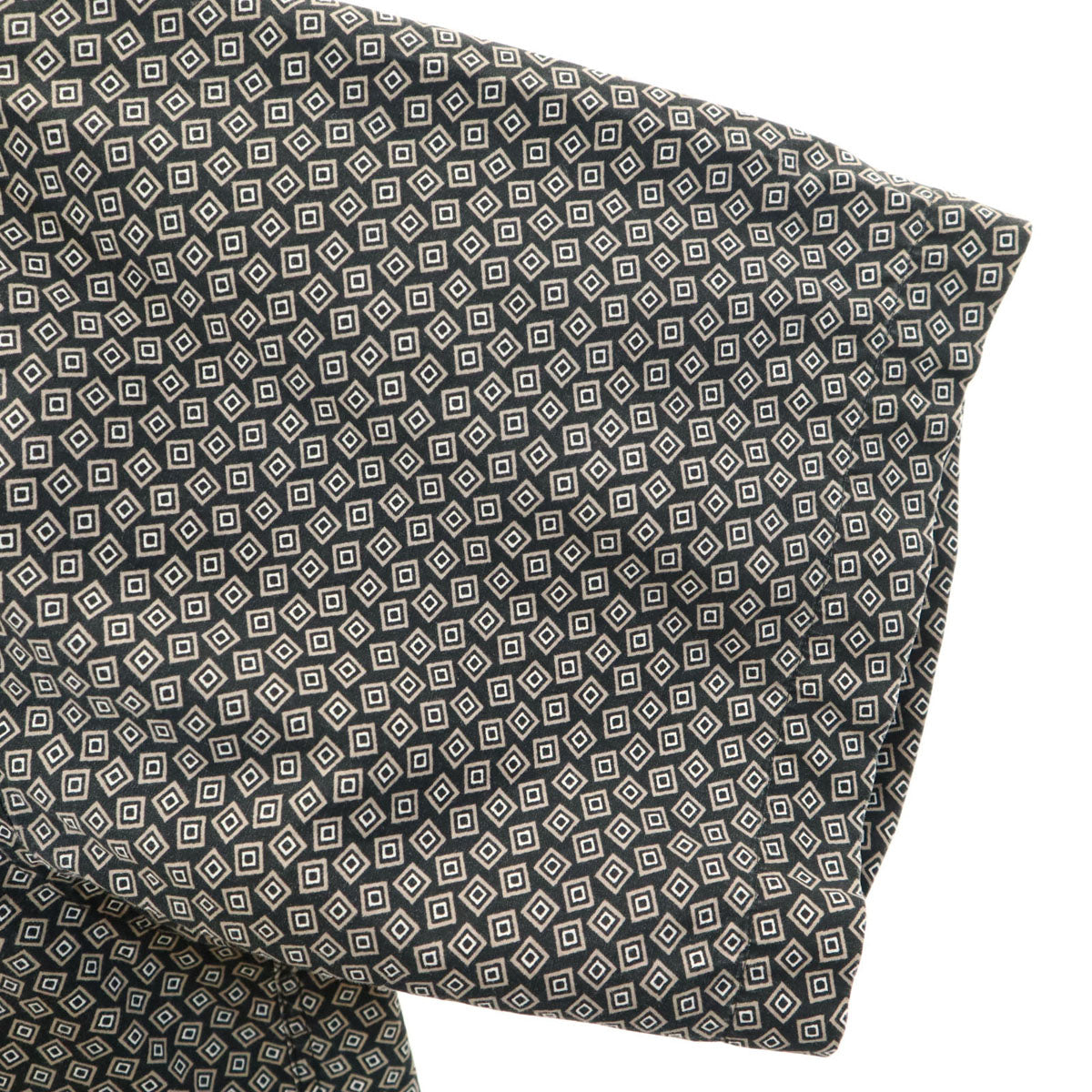 PERRY ELLIS ペリーエリス 総柄 半袖 コットンシャツ XL ブラック メンズ