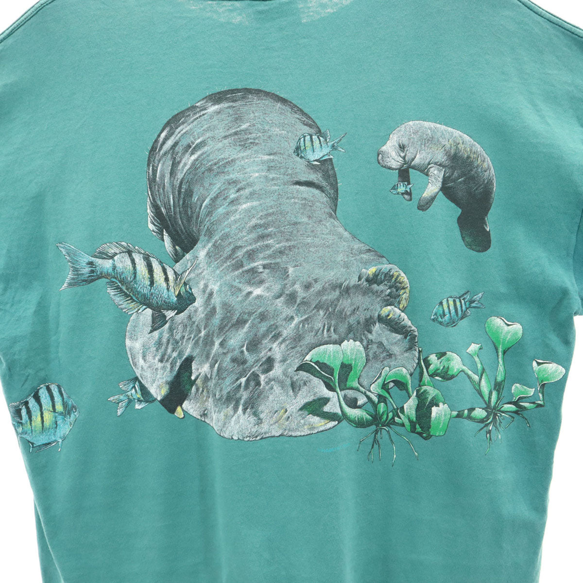 HABITAT ハビタット 90s USA製 オールド マナティ 半袖 Tシャツ L グリーン系 メンズ