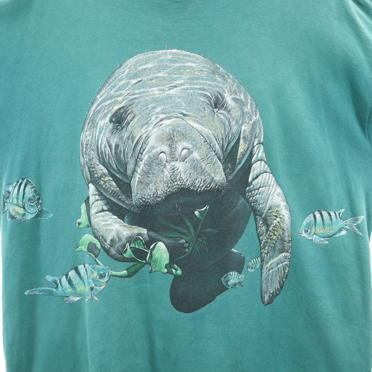 HABITAT ハビタット 90s USA製 オールド マナティ 半袖 Tシャツ L グリーン系 メンズ