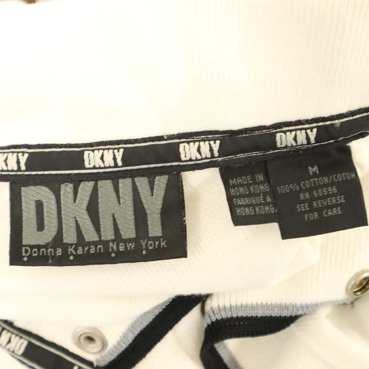 DKNY DONNA KARAN NEW YORK ダナキャランニューヨーク 半袖 ポロシャツ M ホワイト メンズ