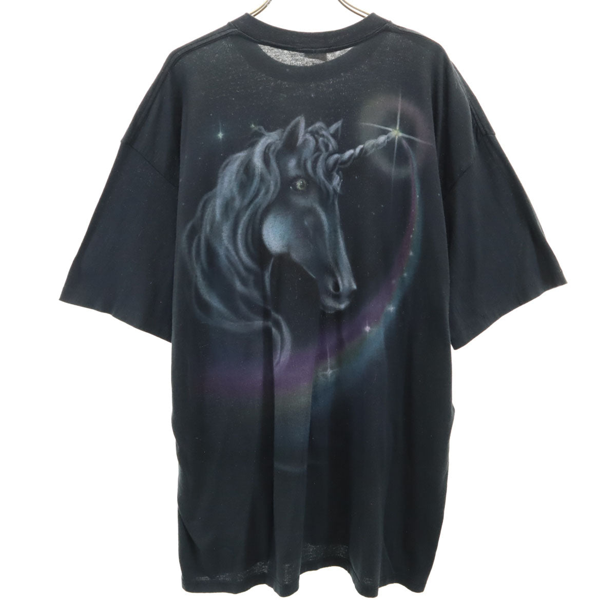POCKET T-SHIRT 90s USA製 オールド バックペイント ユニコーン 半袖 Tシャツ XXL ブラック ポケT ビッグサイズ メンズ