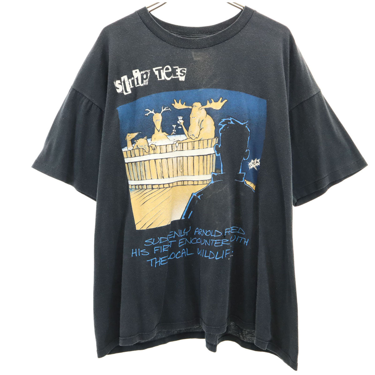 SUN SPORTSWEAR サン スポーツウェア 90s USA製 オールド STRIP TEES 半袖 Tシャツ L ブラック アニマル メンズ