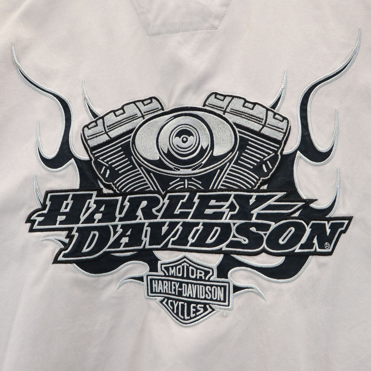 HARLEY DAVIDSON ハーレーダビッドソン バックロゴ刺繍 ベスト L グレー 隠しボタンダウン メンズ