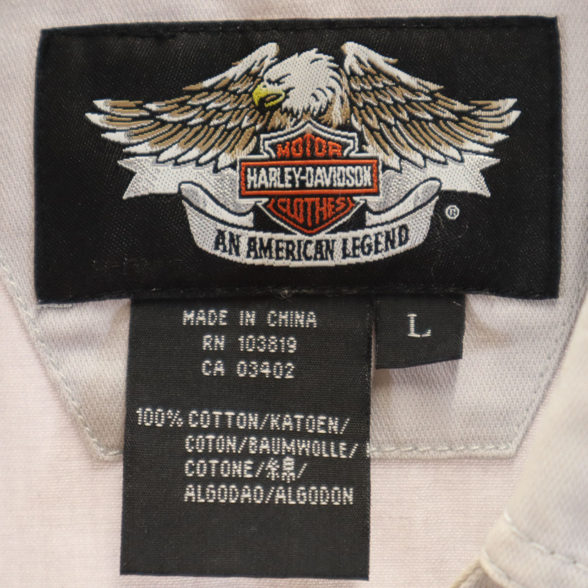 HARLEY DAVIDSON ハーレーダビッドソン バックロゴ刺繍 ベスト L グレー 隠しボタンダウン メンズ