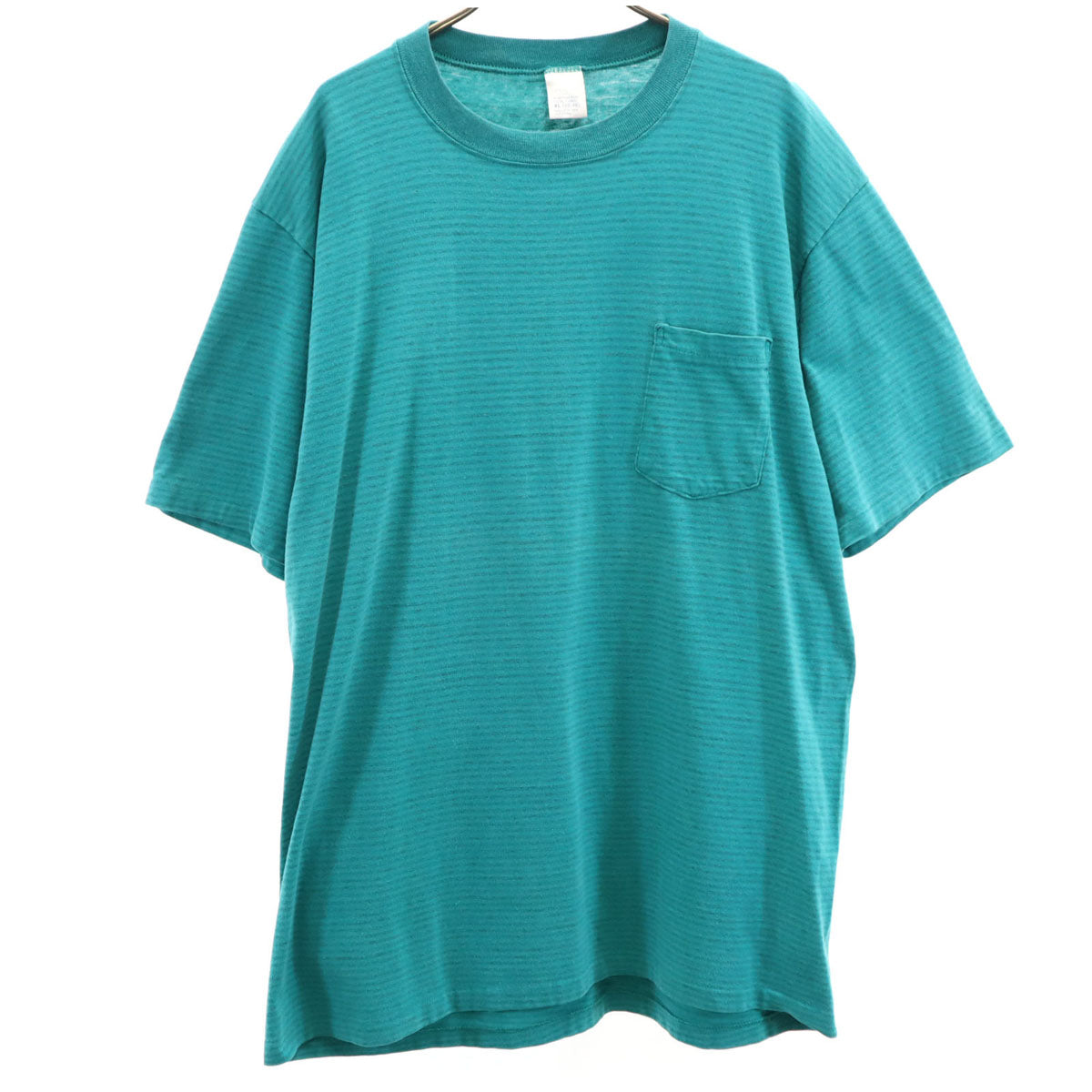 TOWNCRAFT タウンクラフト 90s USA製 オールド ボーダー柄 半袖 Tシャツ XL ターコイズ ポケT シングルステッチ JCpenny メンズ