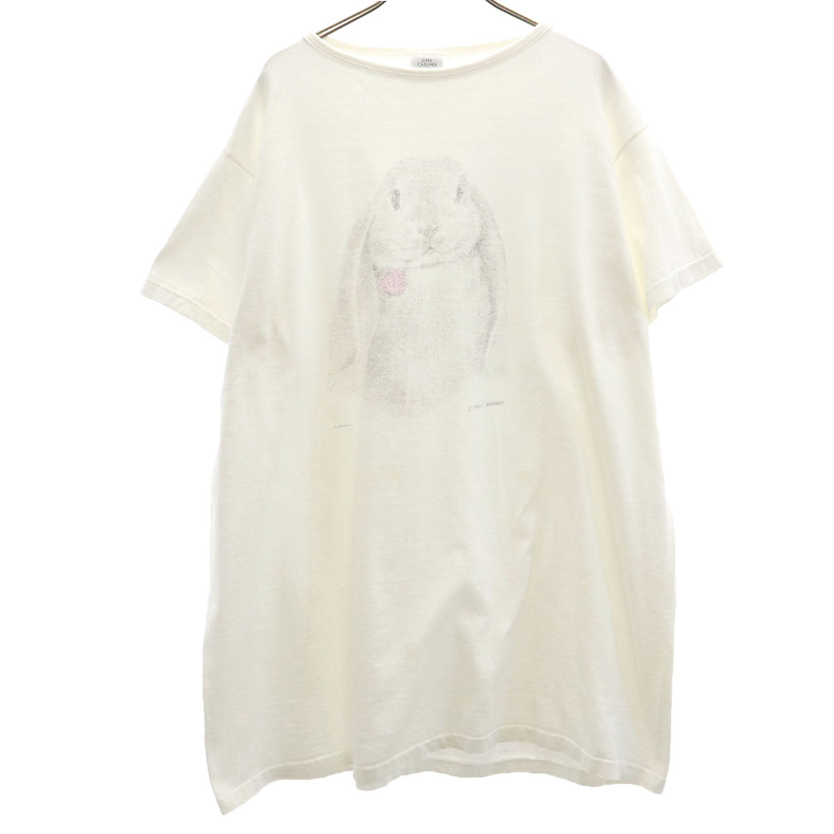 CMS CASUALS 90s USA製 オールド ラビット プリント 半袖 Tシャツ ONE ホワイト シングルステッチ レディース
