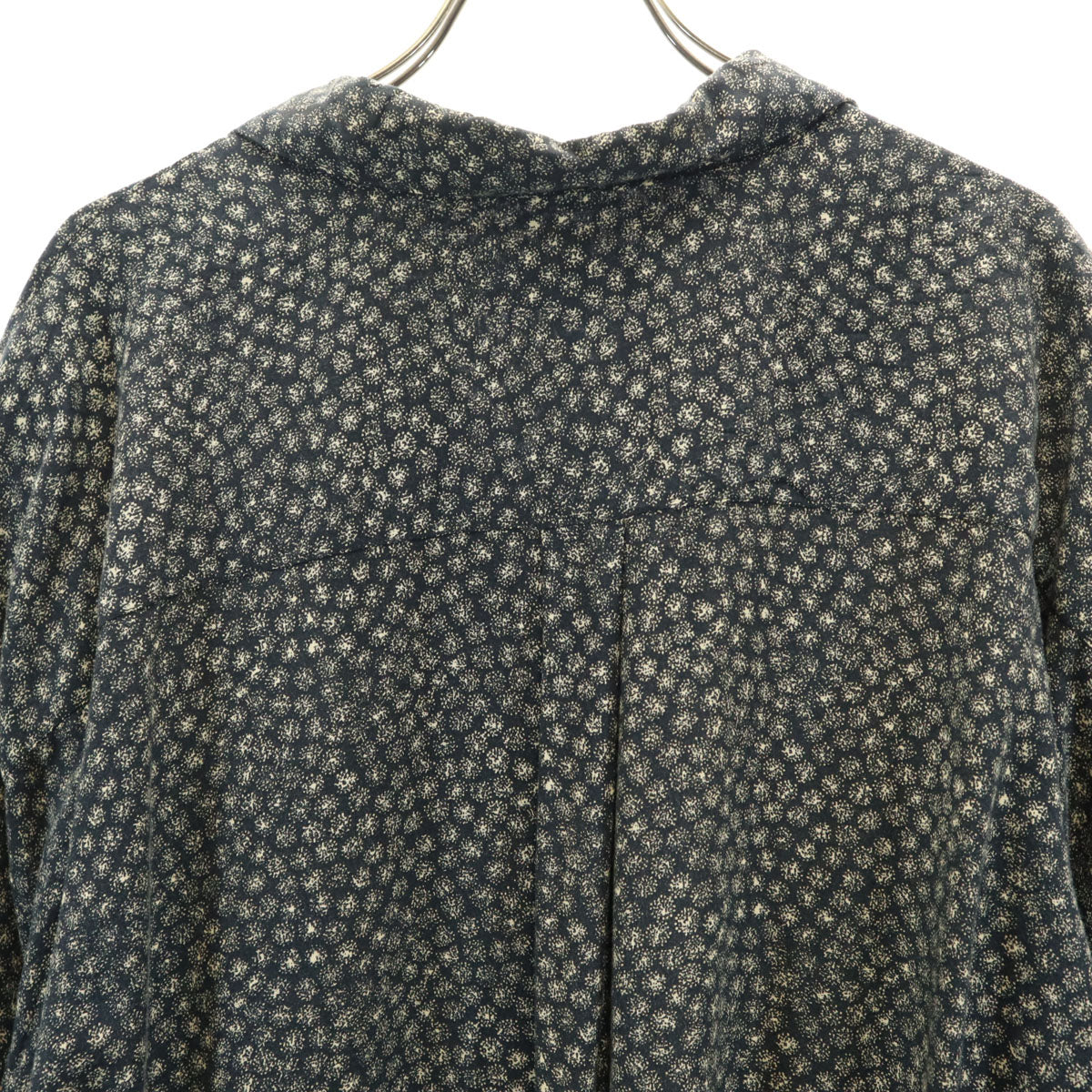 PERRY ELLIS ペリーエリス 総柄 半袖 オープンカラーシャツ XL 濃紺系 メンズ