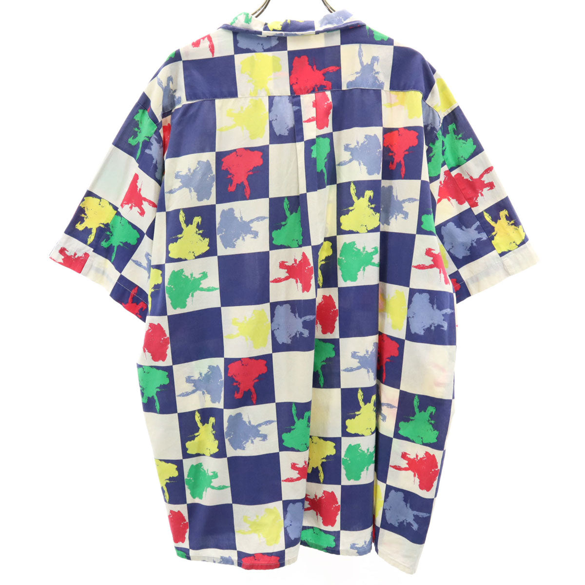 JOCKEY ジョッキー ブロックチェック 半袖 オープンカラーシャツ 52 ホワイト ビッグサイズ メンズ