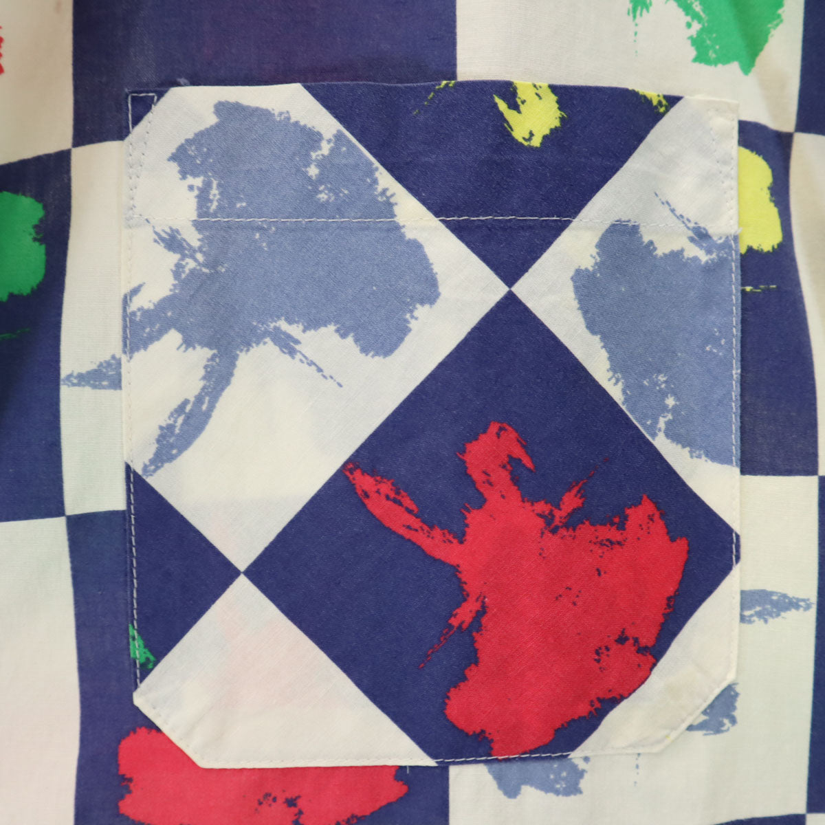 JOCKEY ジョッキー ブロックチェック 半袖 オープンカラーシャツ 52 ホワイト ビッグサイズ メンズ