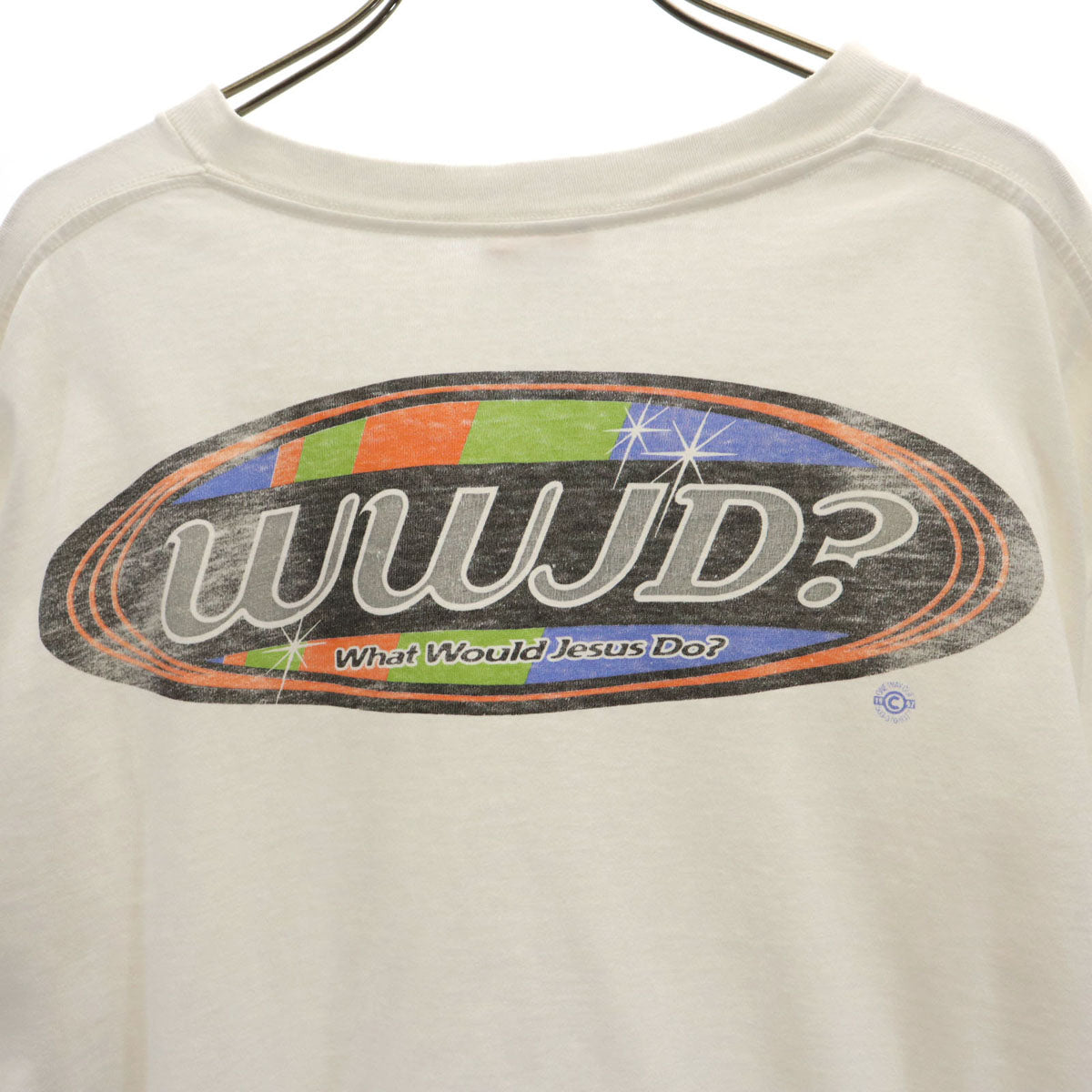 SOF Tee ソフティー 90s USA製 オールド バックプリント WWJD? 半袖 Tシャツ XL ホワイト シングルステッチ What Would Jesus Do メンズ