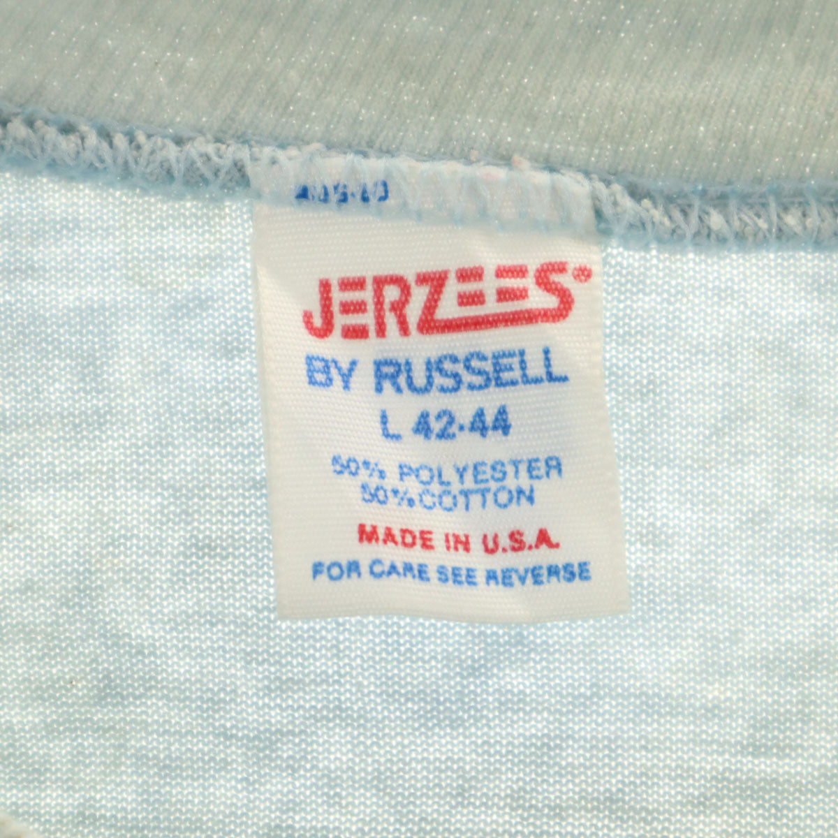 JERZEES ジャージーズ 80s ラッセル USA製 ヴィンテージ 半袖 Tシャツ L ブルー系 RUSSELL メンズ