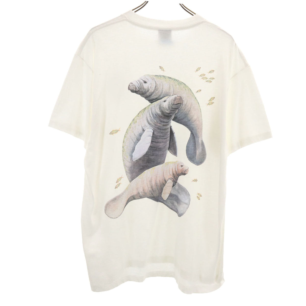 ONEITA オニータ 90s オールド バック マナティプリント 半袖 Tシャツ L ホワイト シングルステッチ メンズ