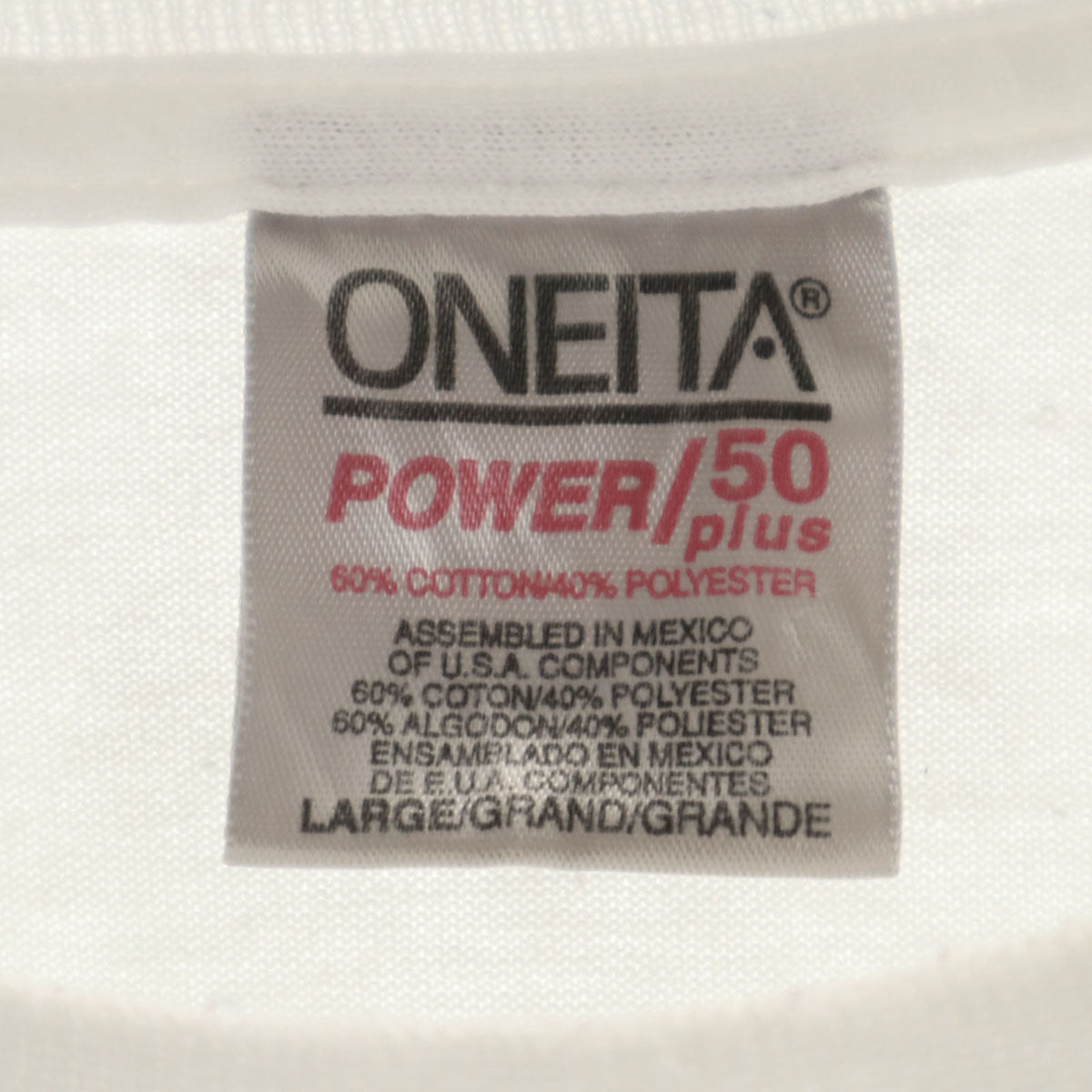 ONEITA オニータ 90s オールド バック マナティプリント 半袖 Tシャツ L ホワイト シングルステッチ メンズ