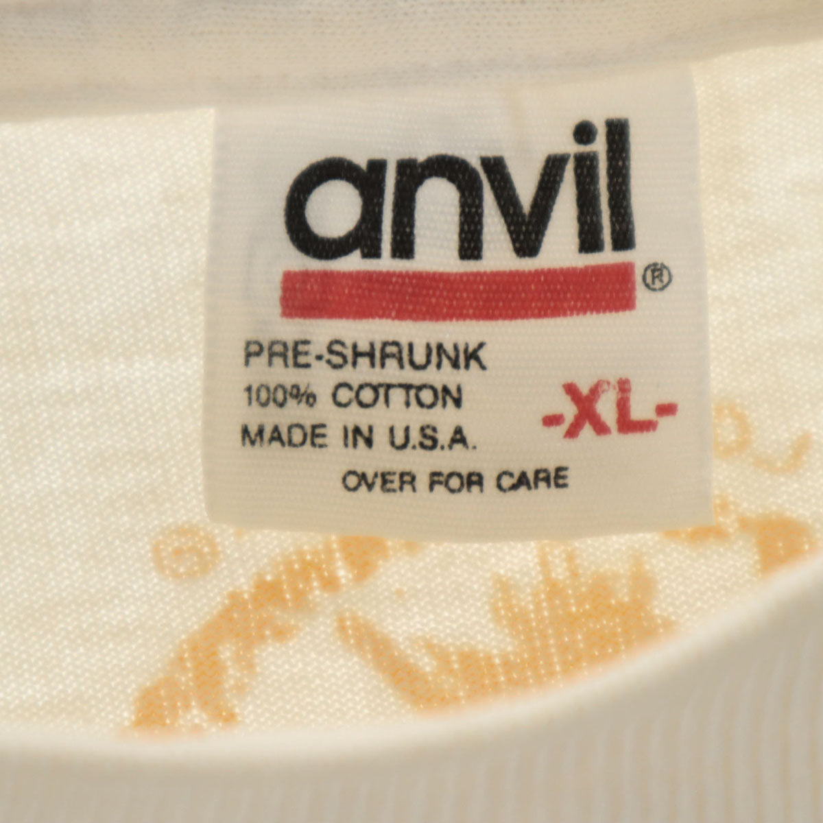 anvil アンヴィル 90s USA製 オールド アルマジロ プリント 半袖 Tシャツ XL オフホワイト シングルステッチ メンズ