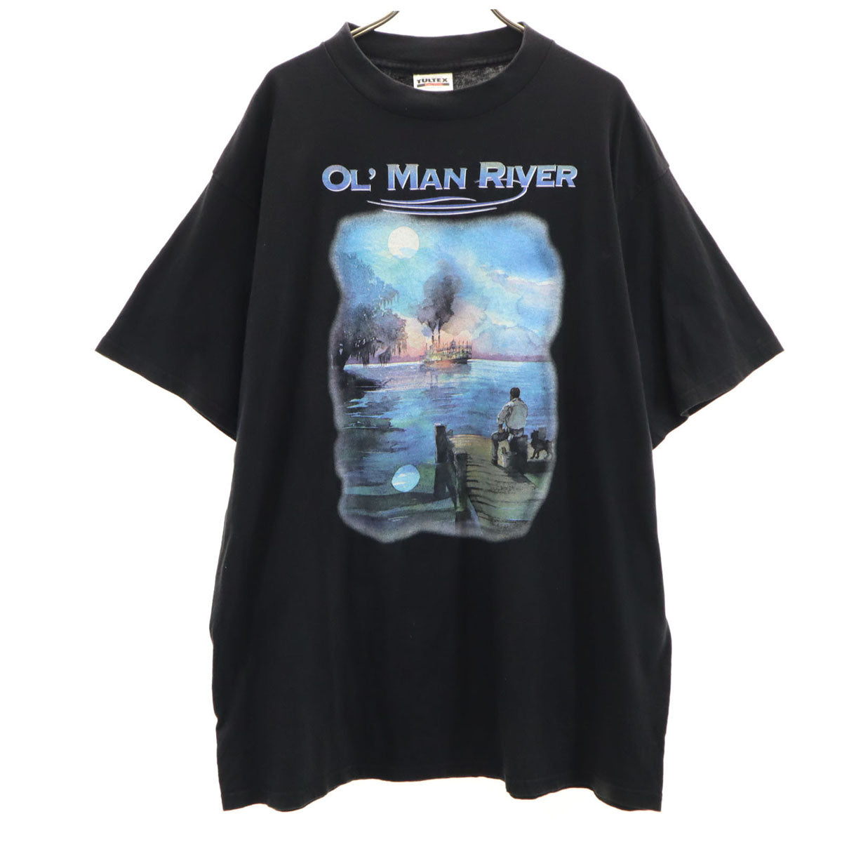 TULTEX タルテックス 90s カナダ製 オールド ミュージカル OL' MAN RIVER 半袖 Tシャツ XL ブラック ポール・ロブソン メンズ