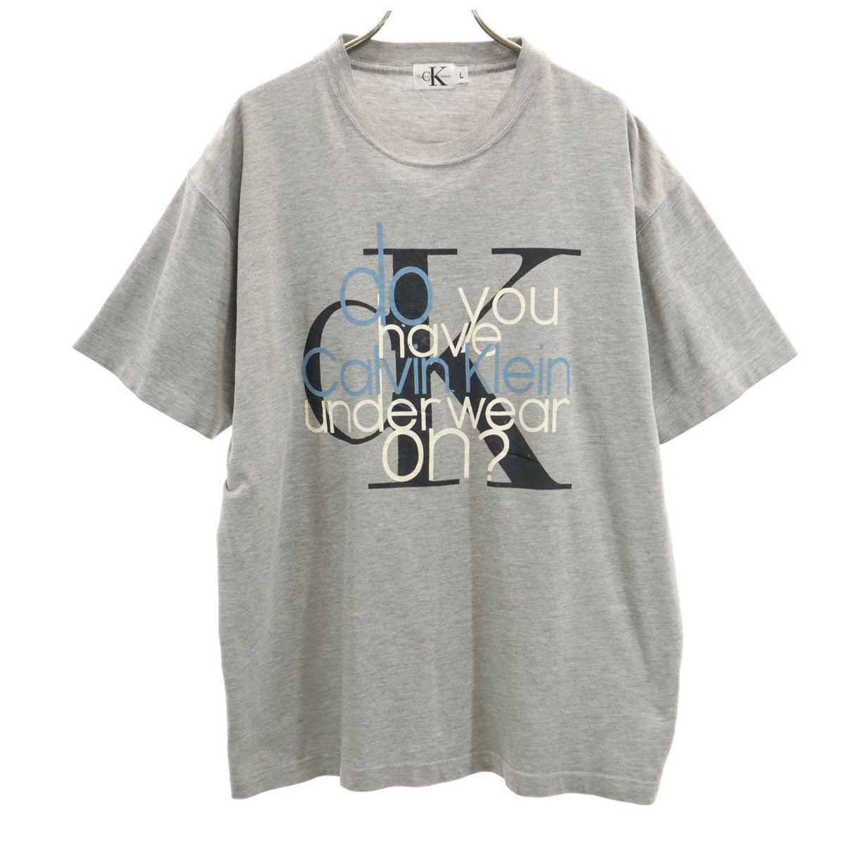 CK CALVIN KLEIN シーケーカルバンクライン 90s USA製 オールド 半袖 Tシャツ L グレー メンズ