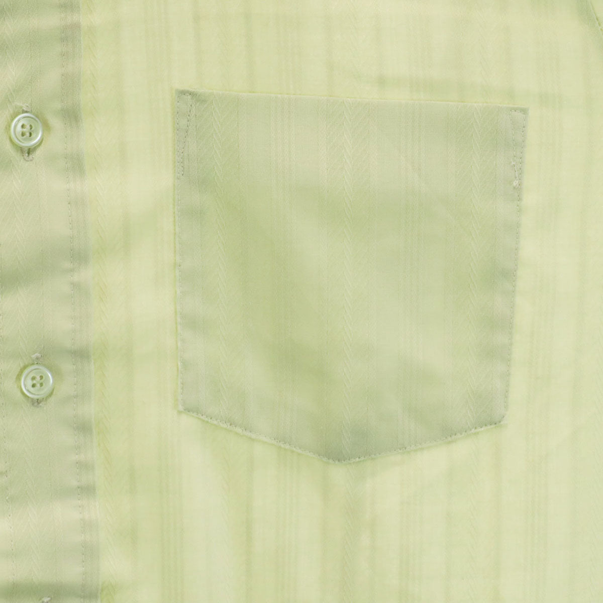 BVD 70s カナダ製 ヴィンテージ ストライプ柄 長袖 ダブルカフス シャツ 15 1/2 黄緑系 メンズ