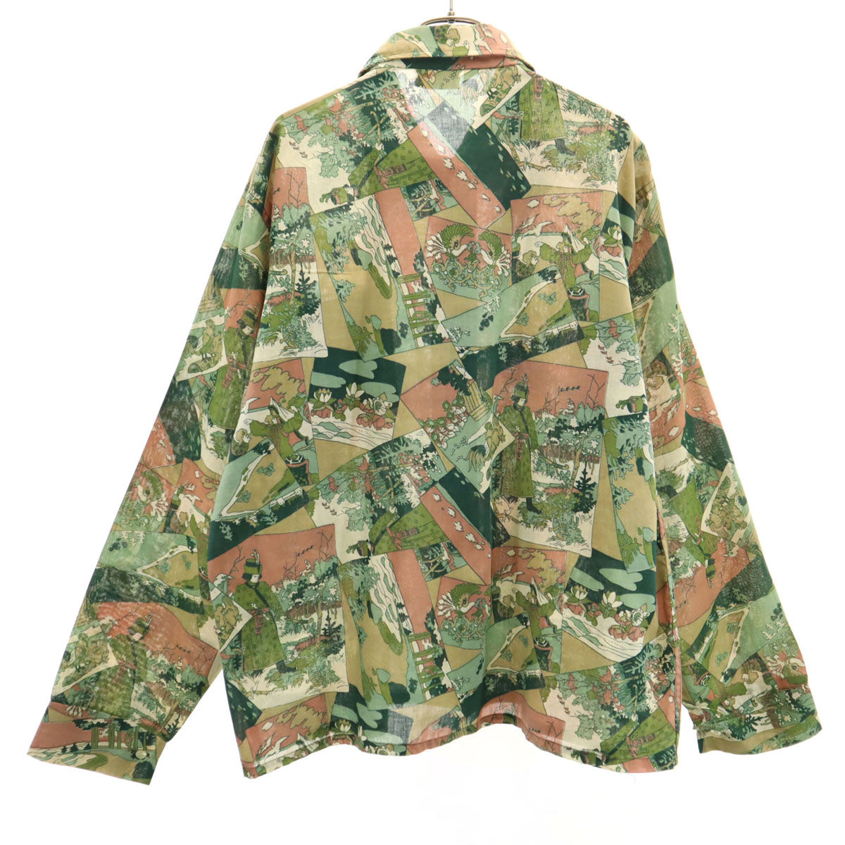 PERMA PRESSED 70s ヴィンテージ 総柄 長袖 シャツ XL グリーン系 メンズ