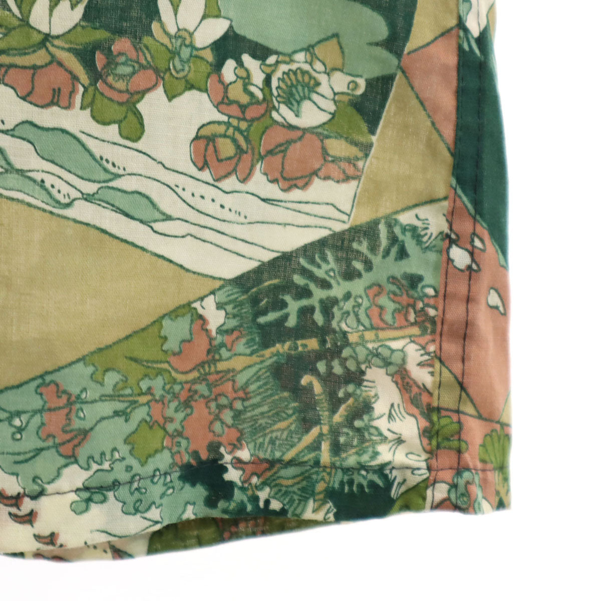 PERMA PRESSED 70s ヴィンテージ 総柄 長袖 シャツ XL グリーン系 メンズ