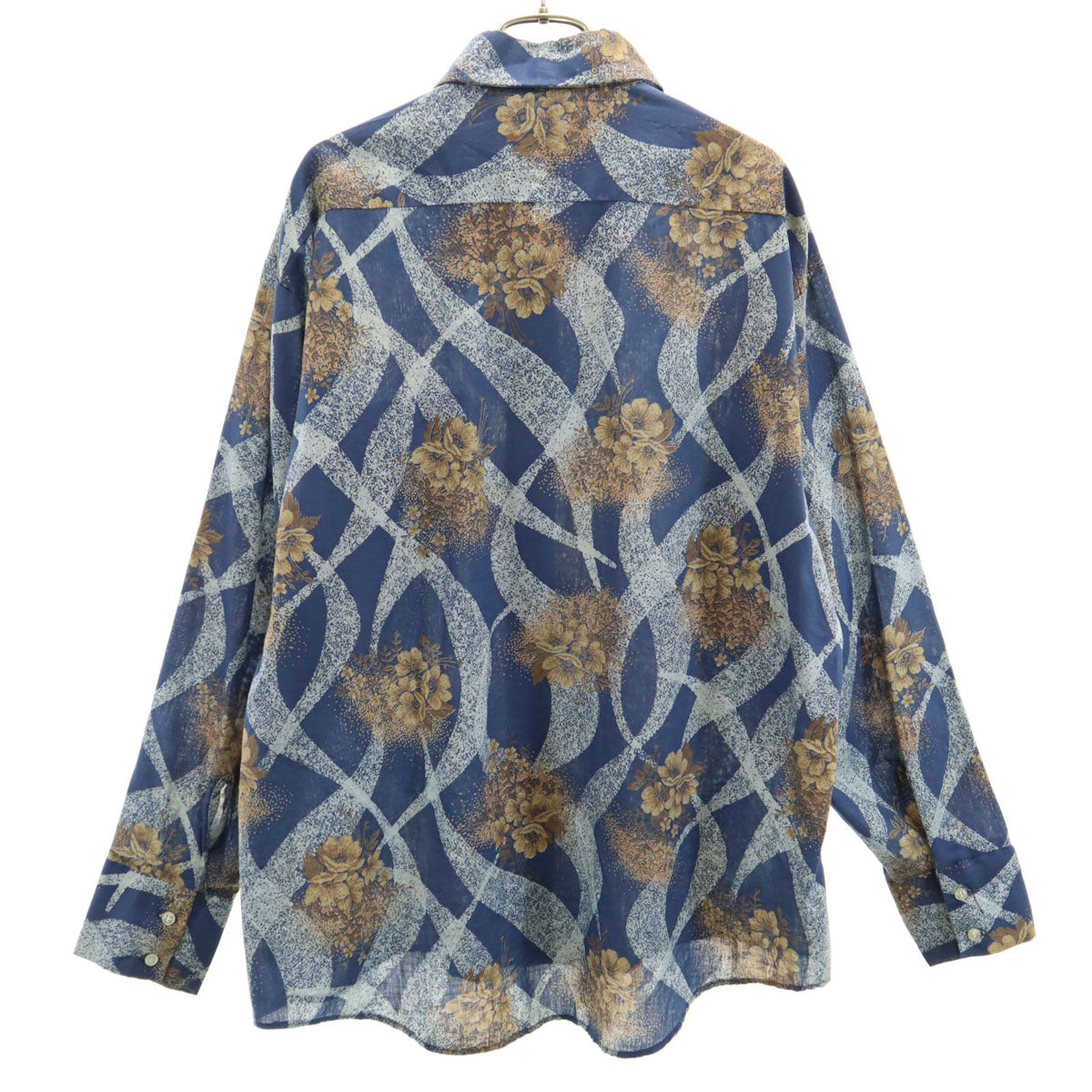 Country Gent 70s ヴィンテージ 花柄 長袖 シャツ XL ネイビー