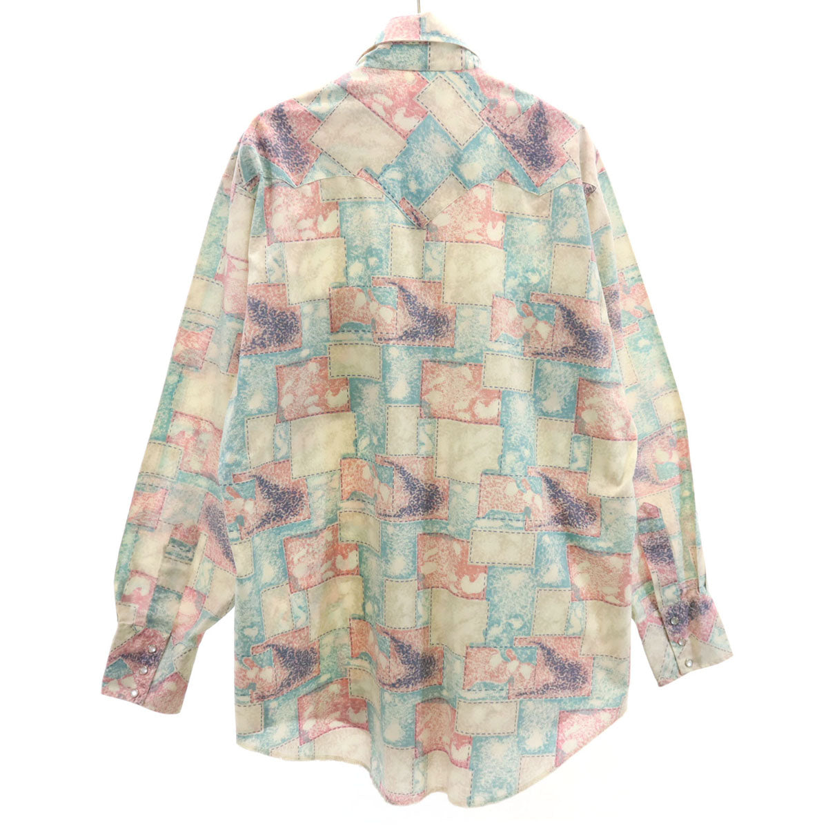 Rawhide 70s ヴィンテージ 総柄 長袖 ウエスタンシャツ グレージュ メンズ