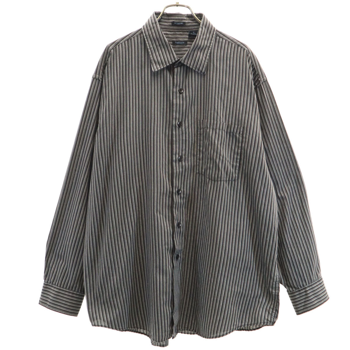 VAN HEUSEN ヴァンヒューゼン 90s オールド ストライプ柄 長袖 シャツ XL グレー メンズ