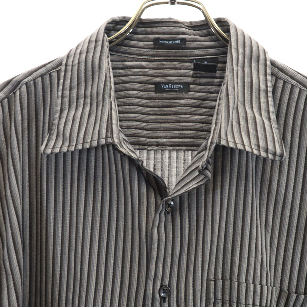 VAN HEUSEN ヴァンヒューゼン 90s オールド ストライプ柄 長袖 シャツ XL グレー メンズ