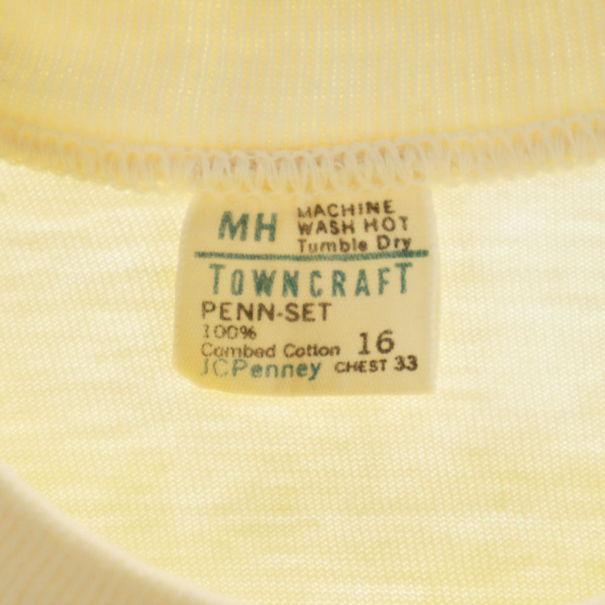 JC PENNEY ジェーシーペニー 70s 80s ヴィンテージ 半袖 Tシャツ 16 クリームイエロー色 メンズ