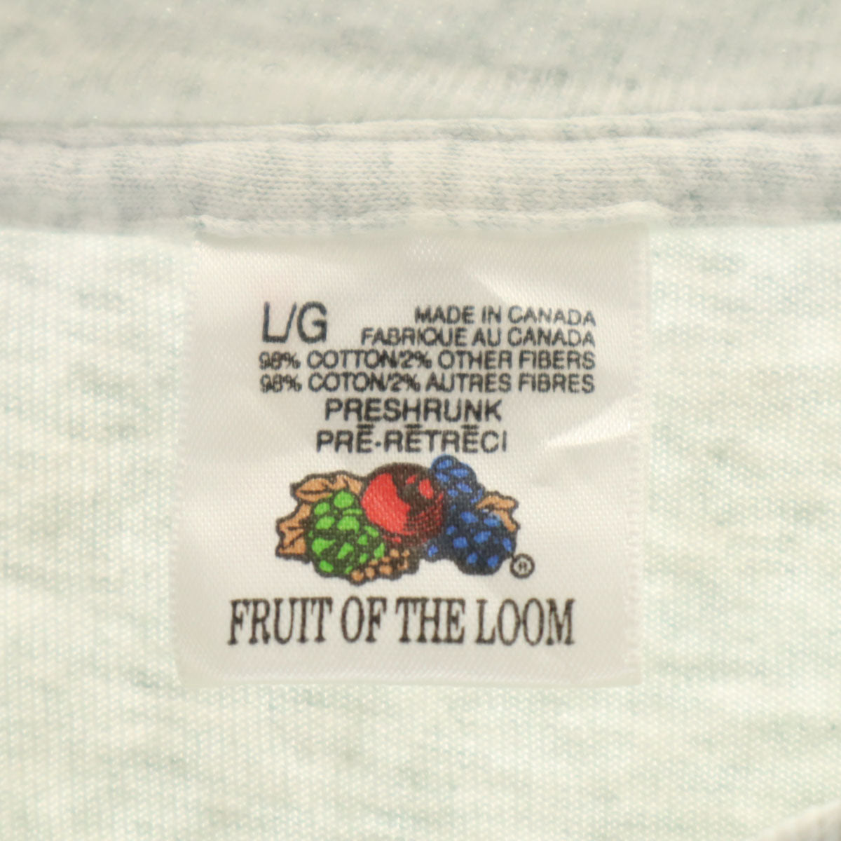 FRUIT OF THE LOOM フルーツオブザルーム 90s カナダ製 オールド 半袖 Tシャツ L グレー メンズ