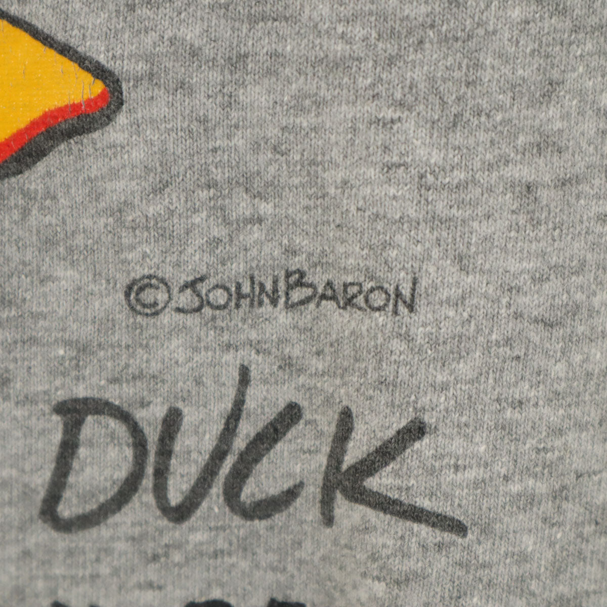 90s USA製 オールド ダック プリント 半袖 Tシャツ L グレー シングルステッチ メンズ