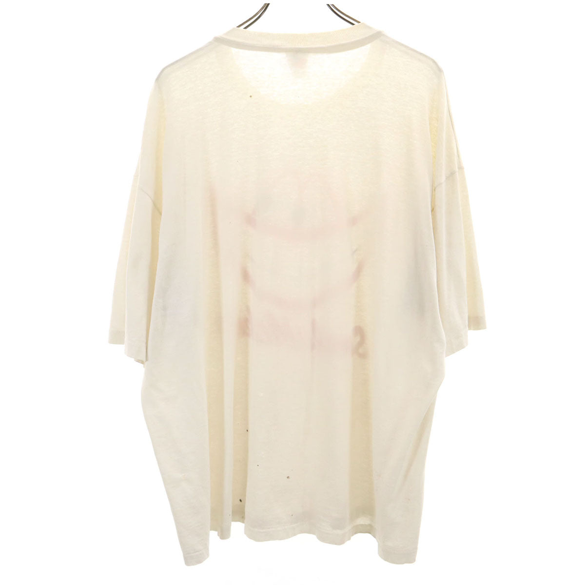 Hanes ヘインズ 90s USA製 オールド Smile maker プリント 半袖 Tシャツ XXL オフホワイト シングルステッチ ビッグサイズ メンズ