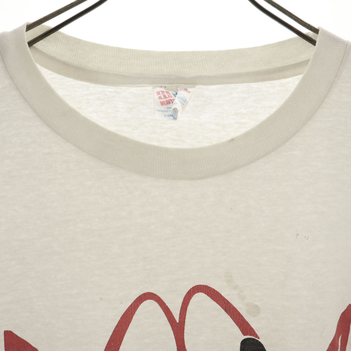 Hanes ヘインズ 90s USA製 オールド Smile maker プリント 半袖 Tシャツ XXL オフホワイト シングルステッチ ビッグサイズ メンズ