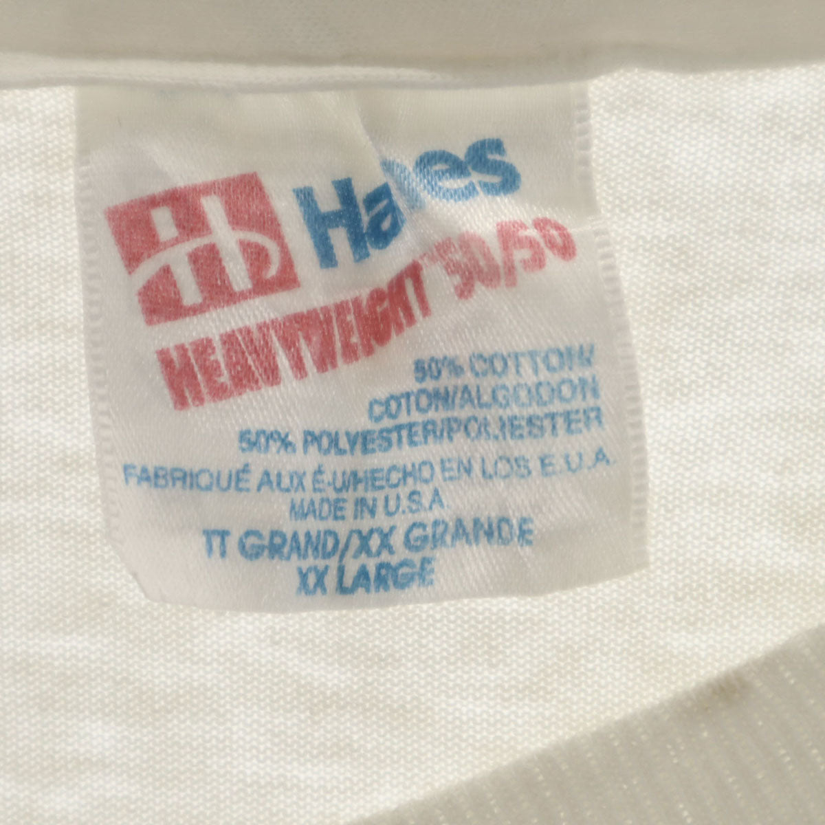 Hanes ヘインズ 90s USA製 オールド Smile maker プリント 半袖 Tシャツ XXL オフホワイト シングルステッチ ビッグサイズ メンズ