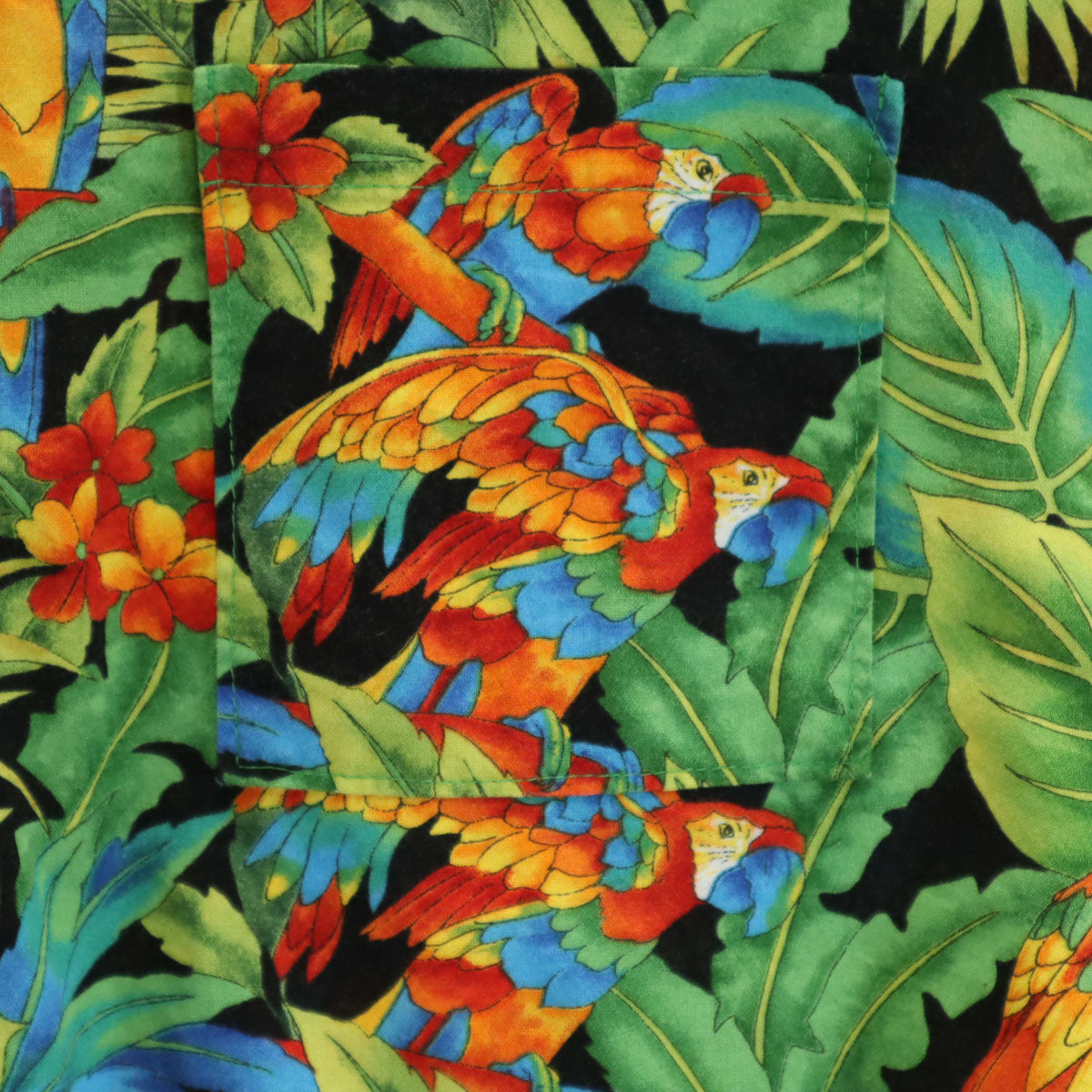 80s 90s オールド オウム柄 半袖 アロハシャツ グリーン 開襟 メンズ