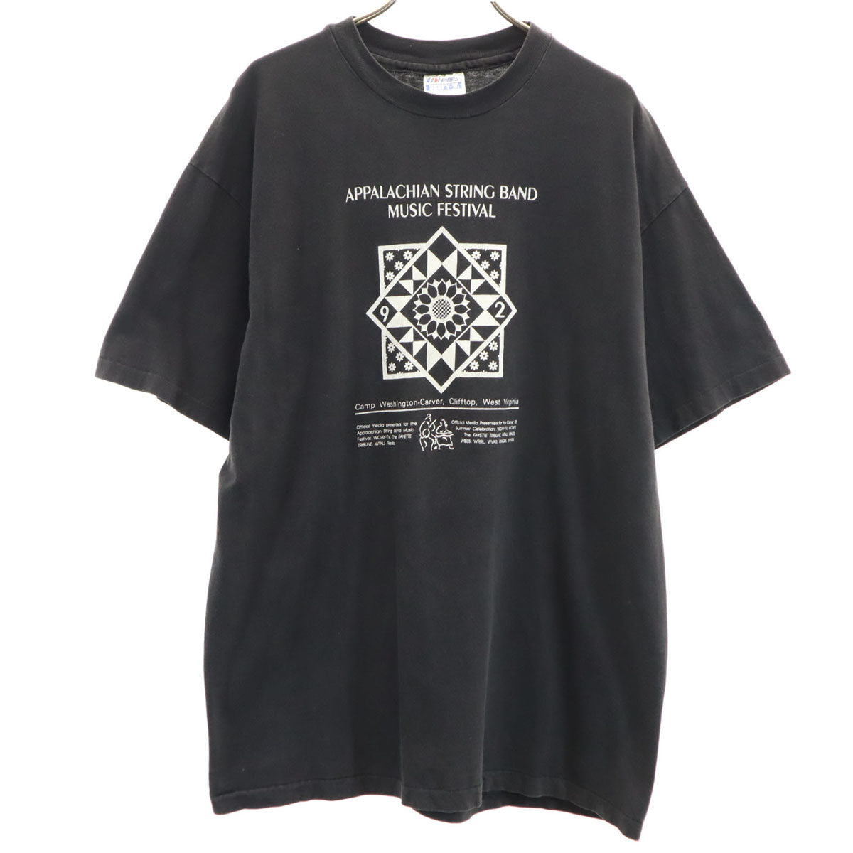 Hanes ヘインズ 90s USA製 オールド 音楽祭 半袖 Tシャツ L ブラック シングルステッチ メンズ