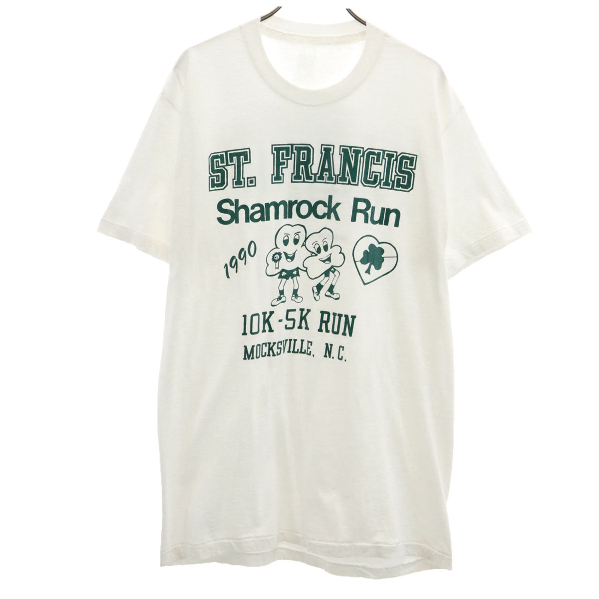 90s オールド Shamrock Run 半袖 Tシャツ L ホワイト シングルステッチ メンズ
