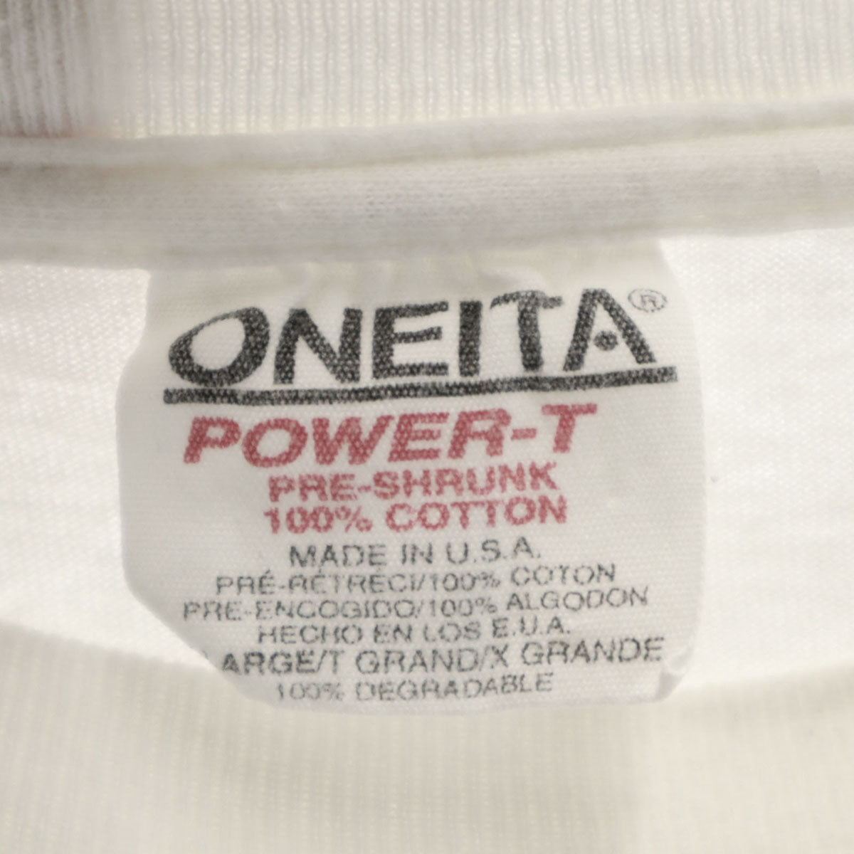 ONEITA オニータ 90s USA製 オールド バックプリント 半袖 Tシャツ XL ホワイト 企業モノ シングルステッチ メンズ