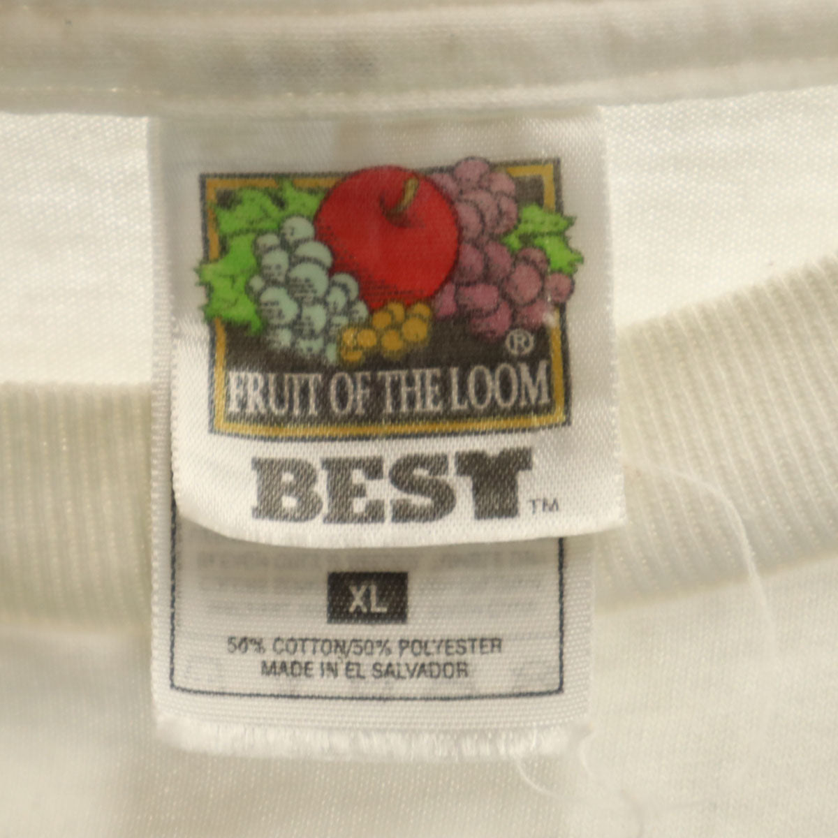 FRUIT OF THE LOOM BEST フルーツオブザルーム ベスト 90s オールド バックプリント コンチネンタル航空 チェース銀行 半袖 Tシャツ XL ホワイト 企業モノ メンズ